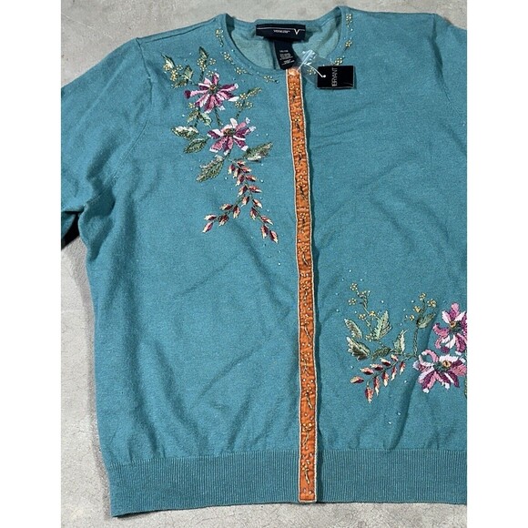 NWT Venezia Multicolor Floral Crew Neck Cardigan Sweater Women Size 14/16 - Picture 4 of 13
